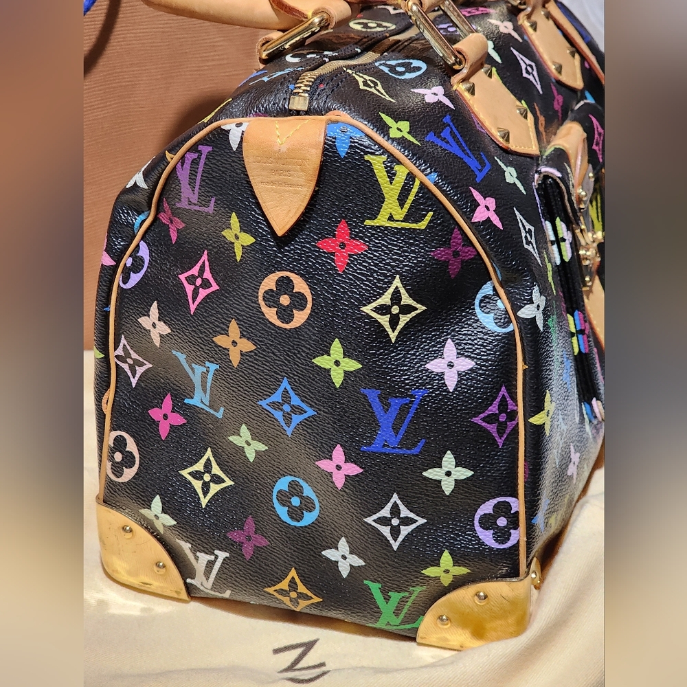 Authentic Loui Vuitton Black Multicolor Speedy 30 - Picture 4 of 15